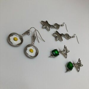 Three Pairs of Silver Earrings